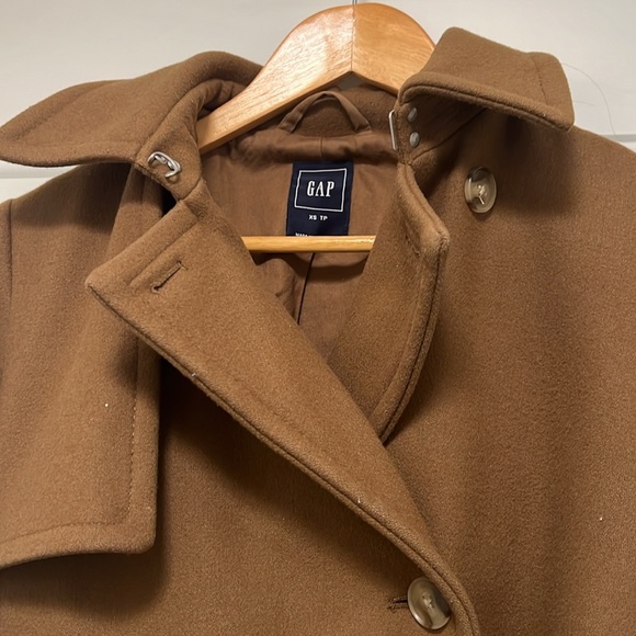 GAP Camel Brown Wool Blend Belted Coat - Picture 2 of 5